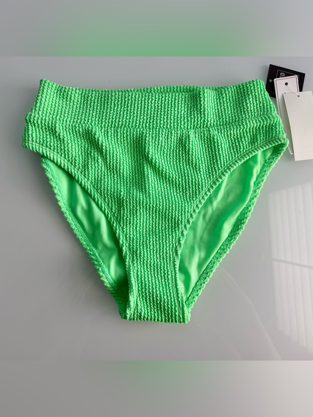 Salt + Cove Juniors' Green Ribbed High Waist Bikini Swim Bottom Size XS